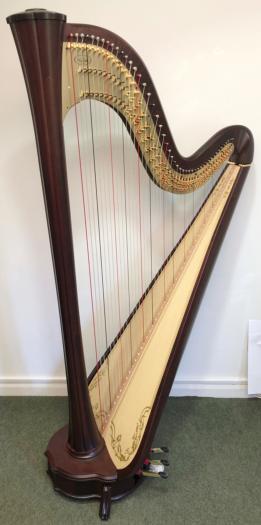 Salvi Aurora 47 Pedal Harp: Walnut Decorated - in Stock