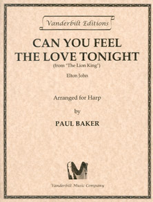 Can You Feel the Love Tonight from the Lion King by Elton John - Arranged for the Harp by Paul Baker